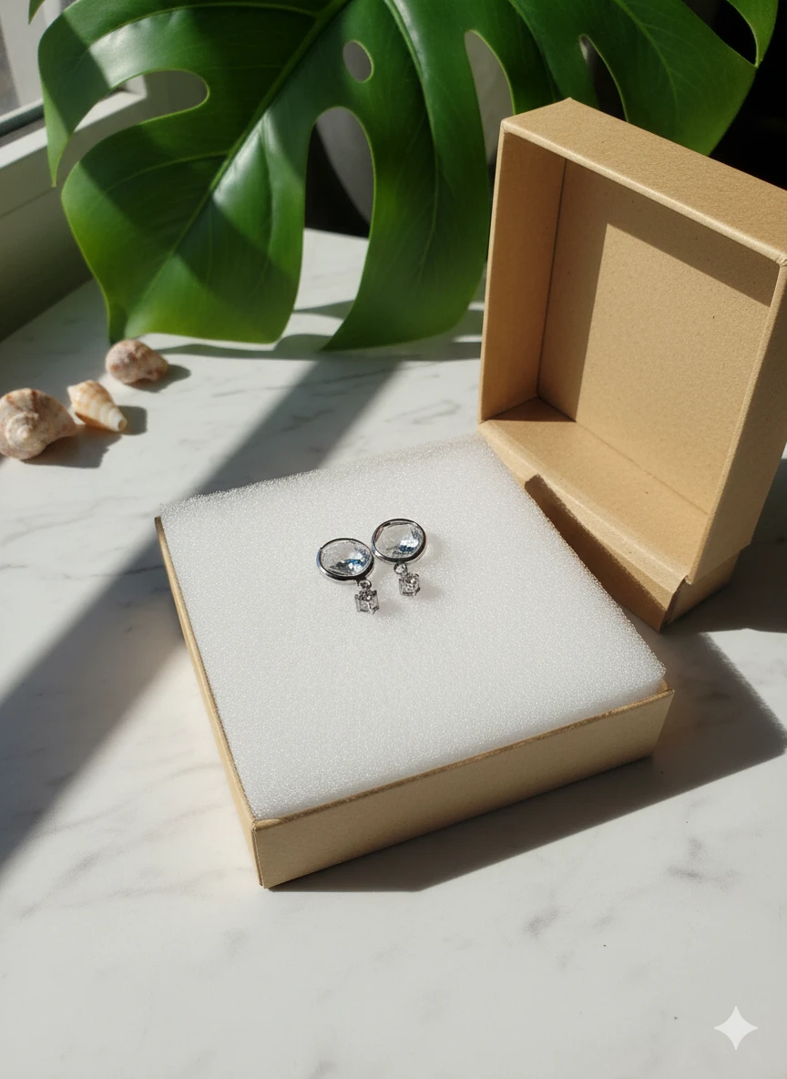 Crystal Drop Silver Earrings