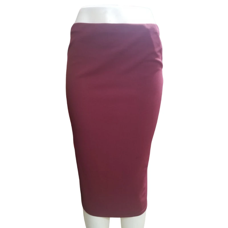 Burgundy Pencil Midi Skirt