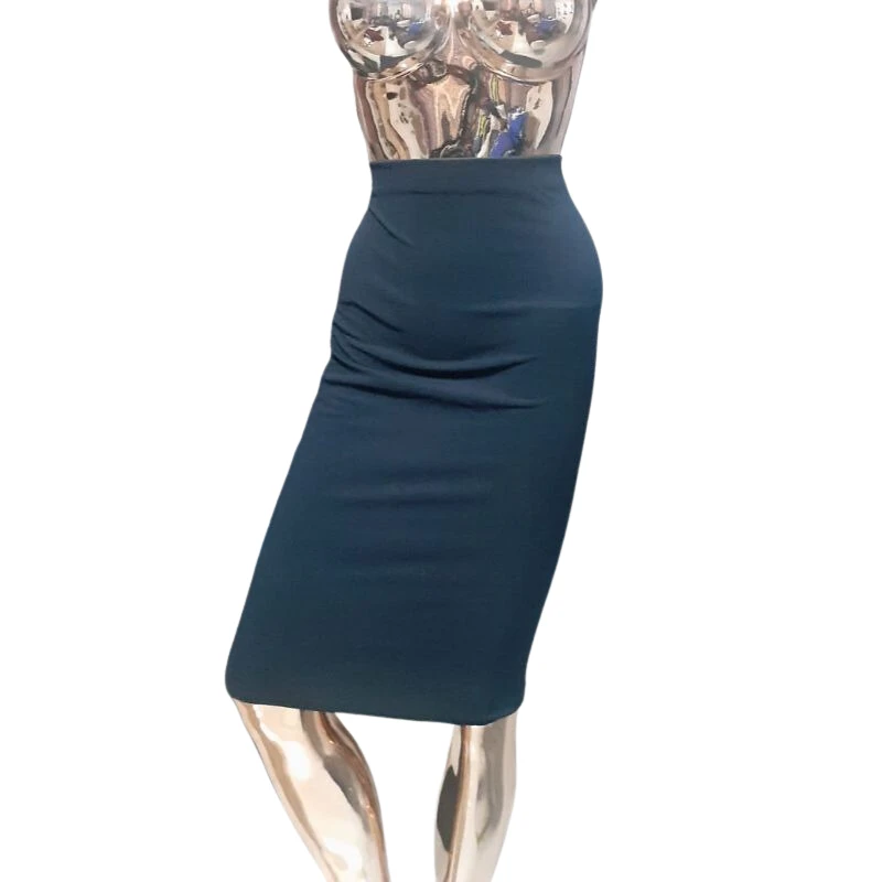 Dark Teal Pencil Midi Skirt